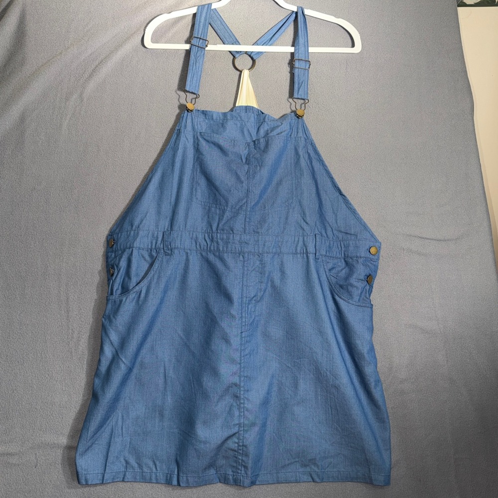 Entro XL Blue Chambray Overall Mini Dress Pinafore Cottagecore Boho Casual